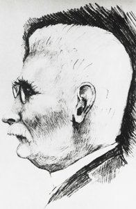 Profilporträt von Henri Louis Le Chatelier (1850-1936), französischer Chemiker und Metallurg, Gravur von Unbekannt Unbekannt