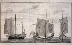 Segelboote in Macao, Gravur von Unbekannt Unbekannt