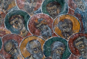 Heilige, Fresko an der Decke der Kirche Agia Paraskevi, Anisaraki, Kreta, Griechenland