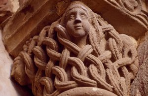 Spanien, Navarra, Kloster des Heiligen Erlösers von Leyre, Porta Speciosa, dekoriertes Kapitell von Unbekannt Unbekannt