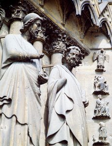 Statue eines Apostels, Detail der Südtür der Kathedrale Notre-Dame (UNESCO-Welterbeliste) von Unbekannt Unbekannt