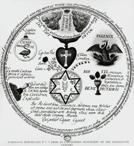 Symbole der Rosenkreuzer, Zeichnung aus einem Manuskript des 18. Jahrhunderts, Frankreich