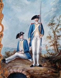 Uniformen der französischen Infanterie während des Amerikanischen Unabhängigkeitskrieges, Gouache von Nicolas Hoffmann, USA