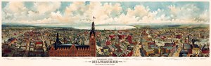 Panoramablick auf Milwaukee, Wis. Vom Rathausturm aus aufgenommen / The Gugler Lithographic Co von Library of Congress