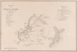 Skizze der Festung Ghuznee. Am 23. Juli 1839 im Sturm erobert