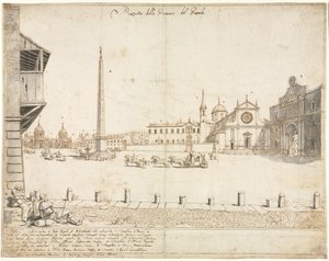 Achtzehn Ansichten von Rom: Die Piazza del Popolo (recto)