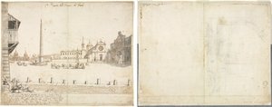Achtzehn Ansichten von Rom: Die Piazza del Popolo (recto); Skizze für San Giovanni in Laterano (verso)