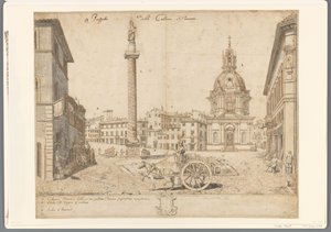 Ansicht von Rom mit der Trajanssäule und der S. Maria di Loreto