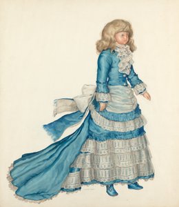 Puppe im blauen Kleid