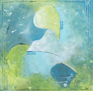Grün-blauer abstrakter Fluss von Lillian Christiansson