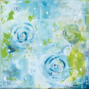 Wirbelnde Aqua-Blüten von Lillian Christiansson