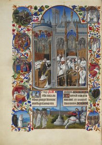 Très Riches Heures des Herzogs von Berry Folio 86, verso - Das Begräbnis von Raymond Diocrès
