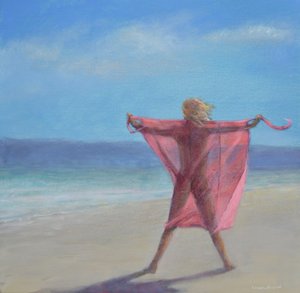 Rosa Sari am Strand von Lincoln Seligman
