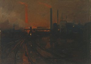 Stahlwerke, Cardiff, bei Nacht von Lionel Walden