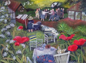 Nachbarschaftswachparty, 1995 (Acryl-Tinte, Gouache) von Lisa Graa Jensen