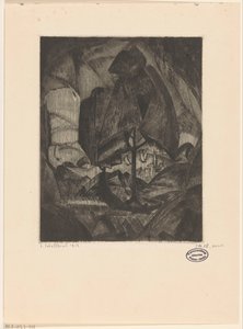 Baum in einer Hügellandschaft mit See von Lodewijk Schelfhout (signed by artist)
