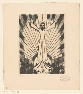 Christus mit ausgebreiteten Armen in einer Hügellandschaft von Lodewijk Schelfhout (signed by artist)