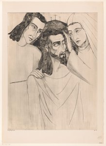 Christus zwischen Johannes dem Täufer und Maria von Lodewijk Schelfhout (signed by artist)