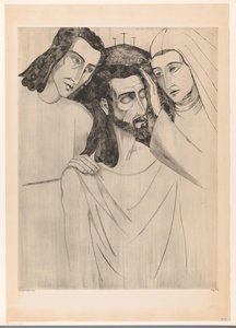 Christus zwischen Johannes dem Täufer und Maria von Lodewijk Schelfhout (signed by artist)