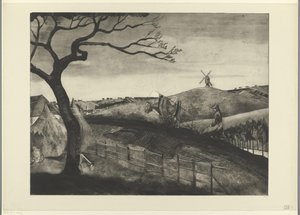 Pflügender Bauer mit einem Ochsen bei Etikhove von Lodewijk Schelfhout (signed by artist)