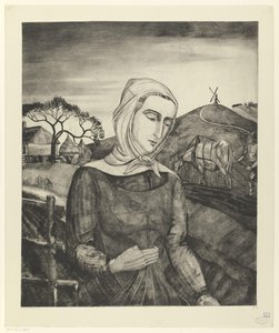 Flämisches Bauernmädchen in einer Hügellandschaft von Lodewijk Schelfhout (signed by artist)