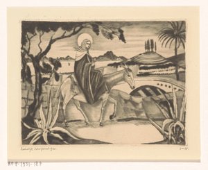 Flucht nach Ägypten von Lodewijk Schelfhout (signed by artist)