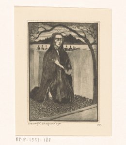 Frau bei einem Grab von Lodewijk Schelfhout (signed by artist)