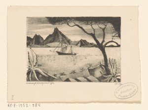 Segelschiff in einer Bucht von Lodewijk Schelfhout (signed by artist)