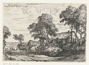 Haus mit Reetdach von Lodewijk de Vadder