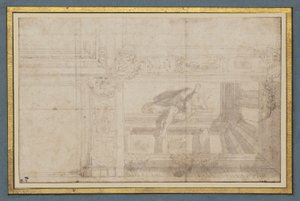 Ignudo, nach einem Deckenfresko in der Sala di Ulisse, Palazzo Poggi, Bologna von Lodovico Carracci