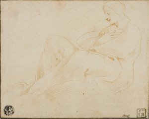 Sitzende drapierte Frau im Profil von Lodovico Carracci