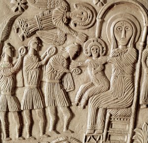 Archäologie des Mittelalters: Anbetung der Heiligen Drei Könige, Relief des Altars von Herzog Rachis