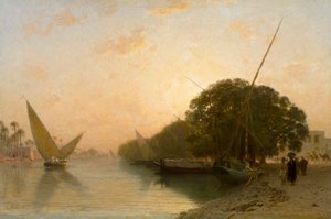 Kanal von Mahmoudieh in Alexandria am Abend, Ägypten