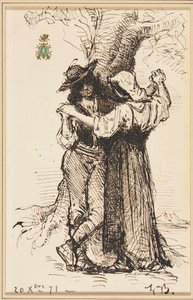 Paar, das unter einem Baum flirtet von Léon Bonnat