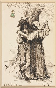 Paar beim Flirten unter einem Baum, 1871 von Léon Bonnat
