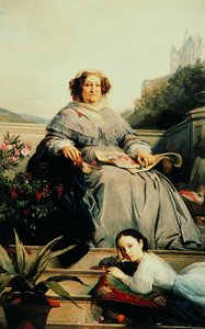Porträt von Madame Clicquot, geb. Ponsardin 1777-1866 mit ihrer Tochter, zwischen 1851 und 1860