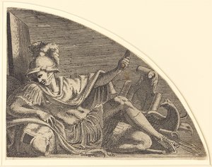 Mars sitzt auf Trophäen von Léon Davent after Francesco Primaticcio