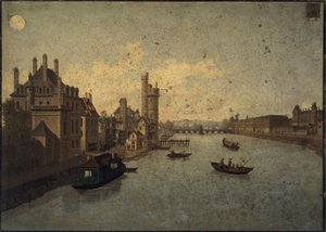 Hôtel de Conti, Tour de Nesle, Louvre, vom Pont-Neuf aus gesehen
