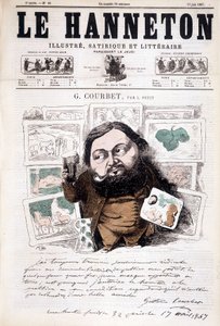 Porträt von Gustave Courbet, französischer Maler (1819-1877). In Le hanneton von Léonce Justin Alexandre Petit
