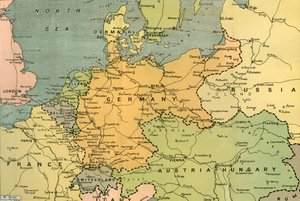 Karte von Mitteleuropa, die das Hauptkriegstheater zeigt, 1919
