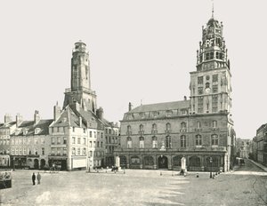 Der Wachturm und das Rathaus, Calais, Frankreich, 1895