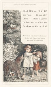 Charles, Cecile, Courage, Zitronenbaum, Hund, Pilze, Tauben, Kirschen, Neugierig, Neugier, Seite 16 - Alphabet von Mademoiselle Lili, von L. Froelich und von einem Vater (Hetzel selbst). Bibliotheque & Magasin d