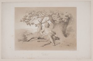 Die Flucht, S. 23, Illustration zu Christian Winthers "Hjortens Flugt"