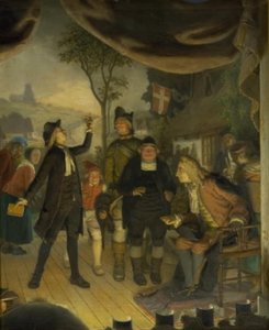 Ludvig Holberg bei der Probe seines Stücks Erasmus Montanus, Akt IV, Szene 2 von Lorenz Frølich