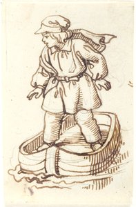 Stehender Junge in einem Boot