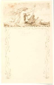 Vignette mit harfenspielender Meerjungfrau; darunter Ornamentrahmung
