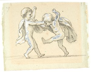 Vignette mit zwei kämpfenden Kindern