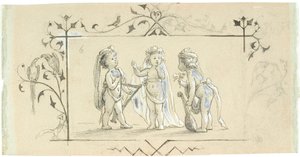 Vignette mit drei Kindern mit Musikinstrumenten von Lorenz Frølich
