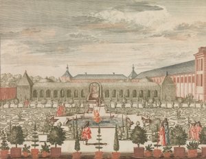 Der Königinnengarten mit dem Grünen Kabinett und der Orangerie, von hinten gesehen