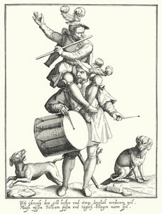Der Trommler und der Pfeifer (Gravur) von Lorenz Strauch
